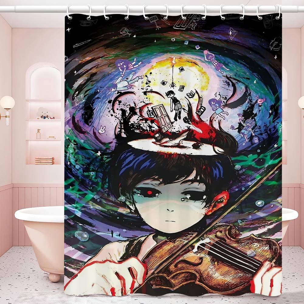 Classic Hot Horror Video Game Omori Shower Curtain, Bathroom Decorative Shower Curtain, Waterproof Shower Curtain With Hooks