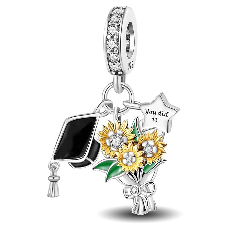 Медь Подсолнух Роза Цветок Серия Шарм Бусина Подходит Оригинальный Пан Браслет Браслет Высокое Качество DIY Ювелирные Изделия Для Женщин