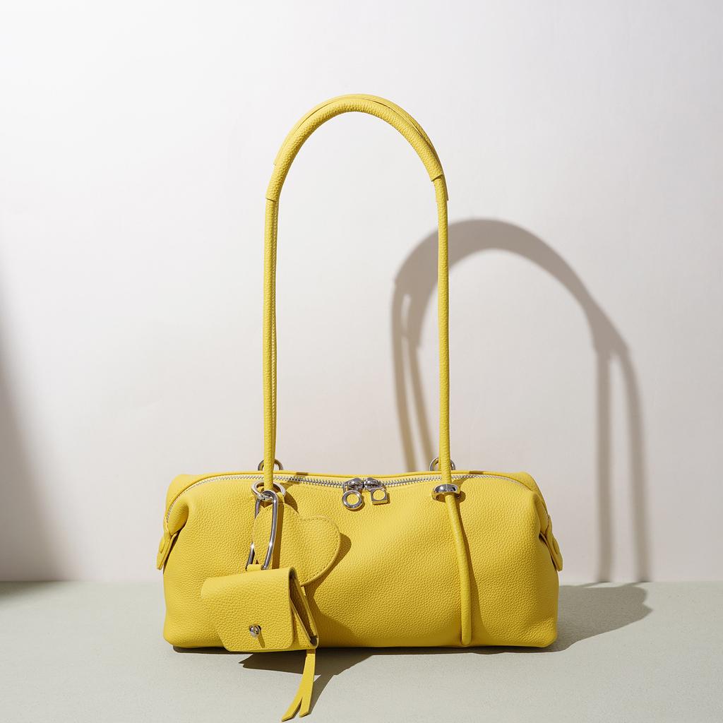 New daily casual shoulder bag made of genuine top-layer cowhide, premium Boston large-capacity underarm bag