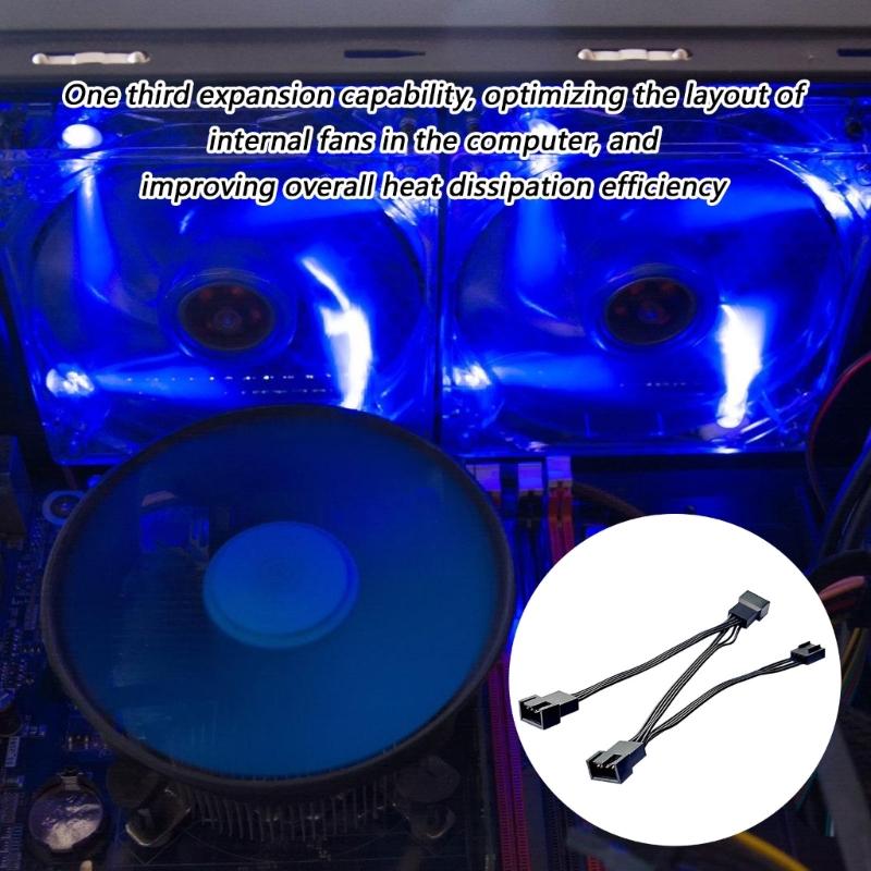 Durability 4Pin Computer Fan Power Extension Cord Splitter Supports 3pcs 3pin/4pin Fan for MultiDevice Thermal Management