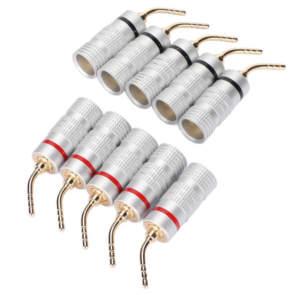 10pcs Banana Plug Needle Type Professional 24K Gold Plated Speaker Wire Connectors for Speaker Wire Home Theatre