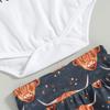 Baby Boys 3PCS Pants Sets White Short Sleeve Romper Cattle Head Print Pants Hat Sets Summer Clothes