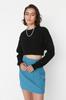 Women's Elegance Style Sweater Black Super Crop Basic Knitwear Sweater
