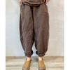 Bloomers Women Pants Spring Summer New Loose and Versatile Sand Washing Fried Elastic Waist Cotton Linen Casual Solid Pants