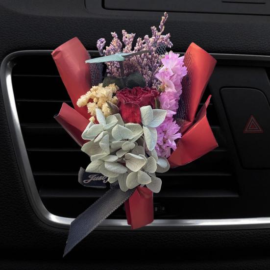 Car Air Freshener Vent Clip Mini Dried Flower Bouquet Auto Aromatherapy Car Essential