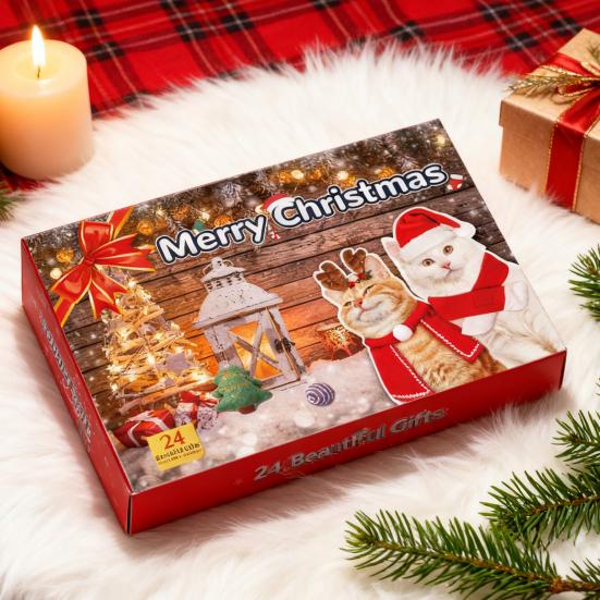 Рождественский Адвент-календарь с игрушками для кошек на 24 дня, интерактивная комнатная игрушка для котят и домашних животных, рождественская коробка-календарь для обратного отсчета, подарок для любителей кошек на праздничную вечеринку