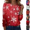 Women's Fashion Casual LongSleeve Print Round Neck Pullover Top Blouse