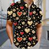 Мужская рубашка поло повседневная на молнии с коротким рукавом модная повседневная на молнии лето весна стандартный крой персиковое сердце череп 3D принт рубашка