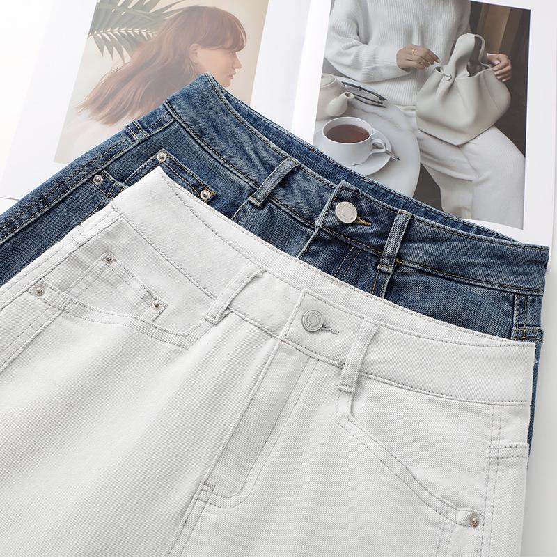 Белые джинсы-палаццо женские 2025 весна прямые и широкие штанины, стройнящие