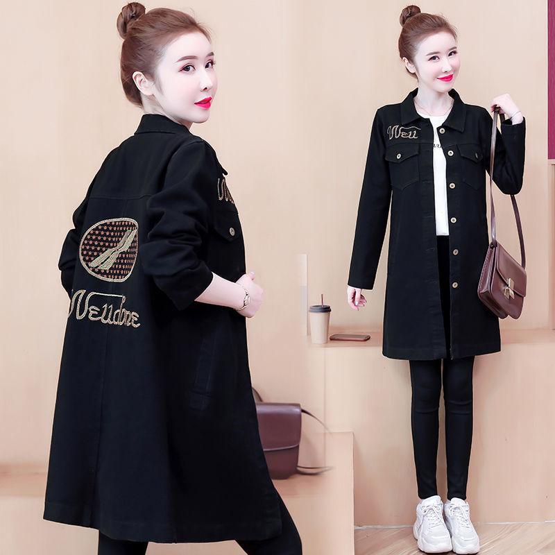 Джинсовая куртка из флиса утолщенная женская осенне-зимняя корейская версия облегающая средняя и длинная джинсовая одежда новая одежда с хлопковой подкладкой