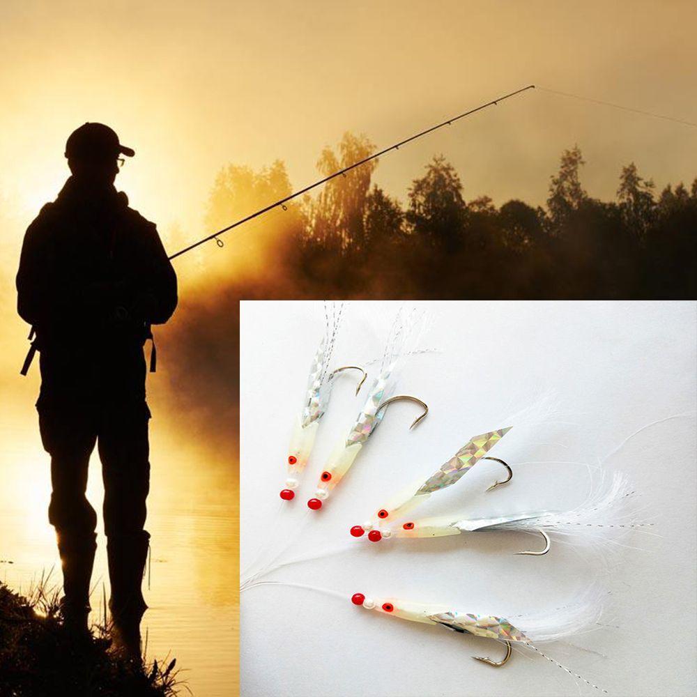 5pcs Hot Sharp Carbon Steel Luminous Fishing Hook Durable Head Fishing Tackle Treble Bait