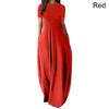 Elegant Women Casual Beach Dress Loose O Neck Long Summer Short Sleeve Evening Party Dress