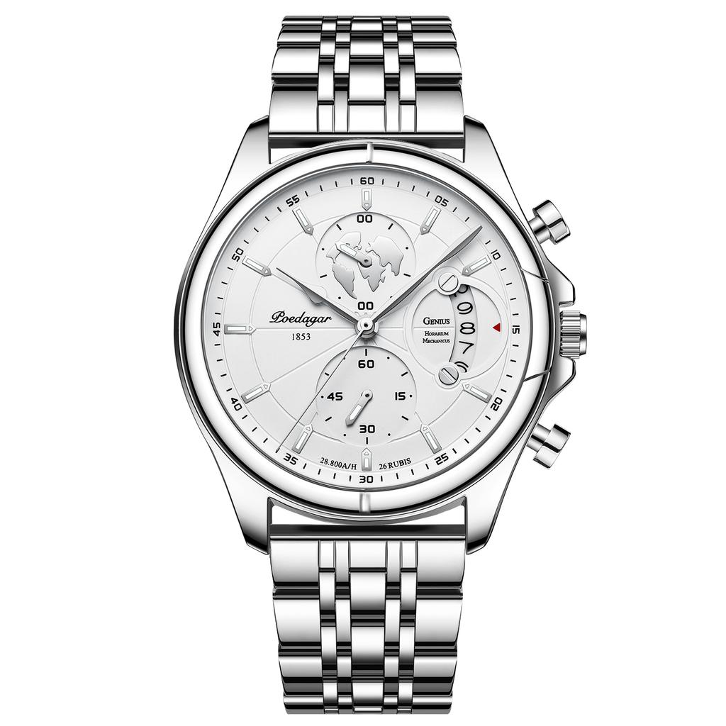 POEDAGAR Top Original Men Watch Chronograph Waterproof Date Quartz Luxury Watches Stainless Stain Business Male Wristwatch