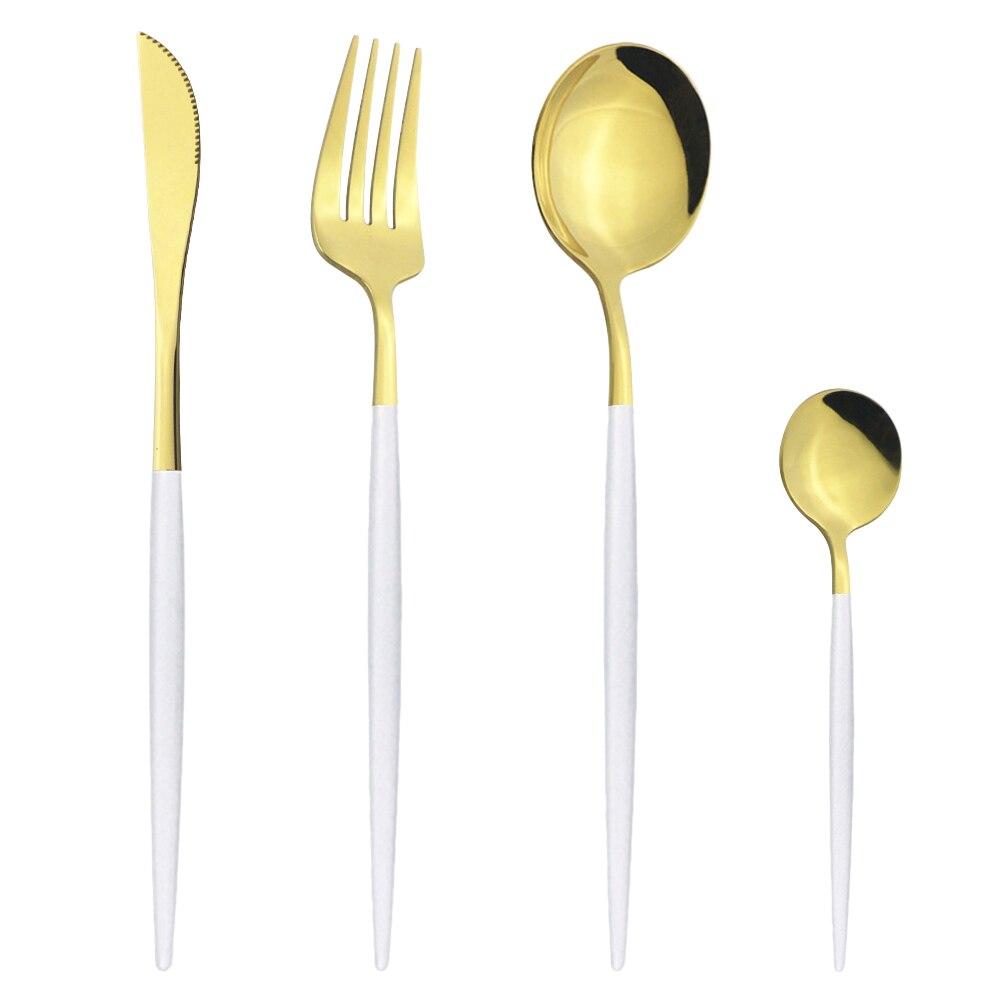 4Pcs Western Colorful Dinnerware Set Stainless Steel Cutlery Dinner Set Knife Fork Coffee Spoon Silverware Kitchen Tableware Set
