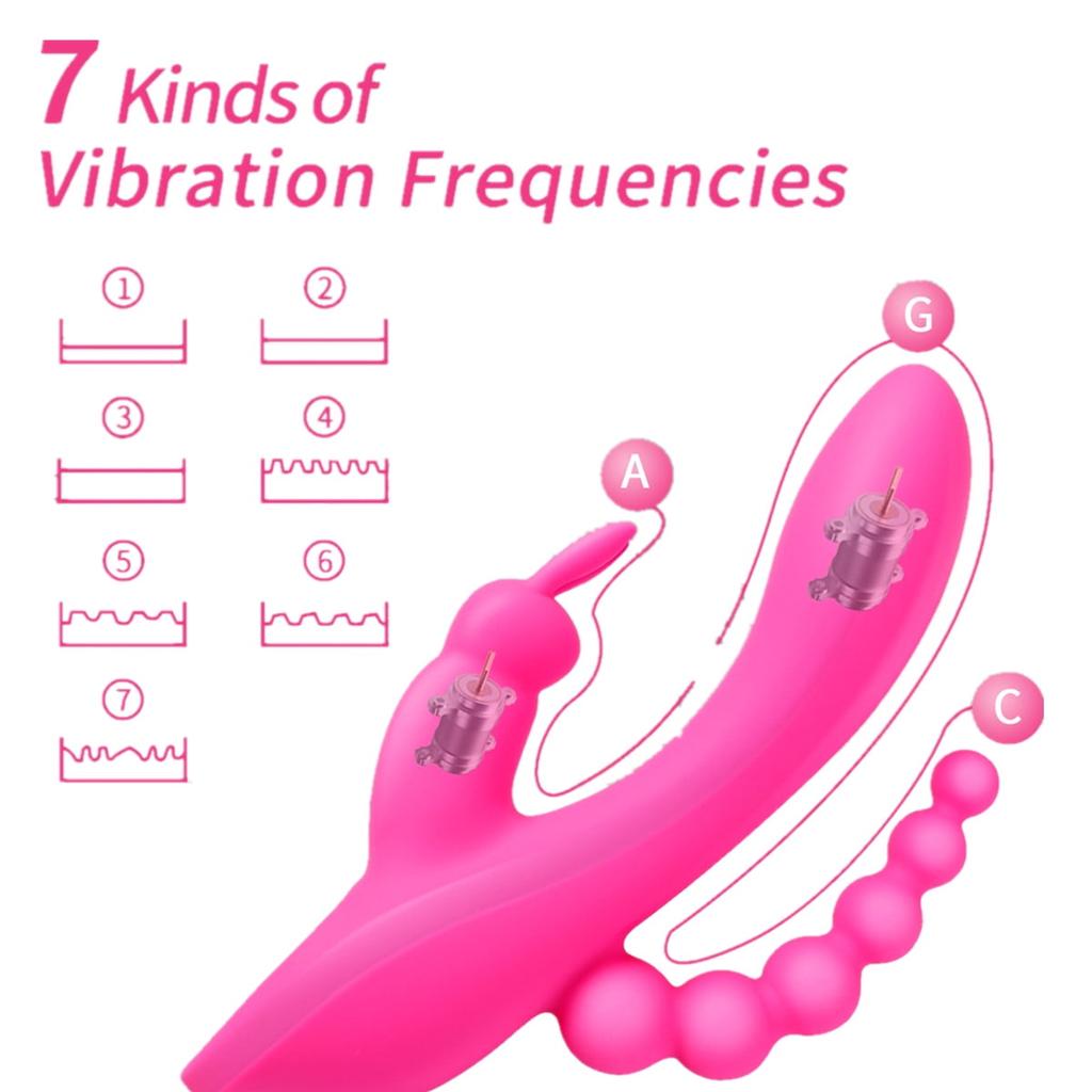 3 In 1 Rabbit Vibrator Dildo Rechargeable Vibrator Clitoris Stimulator Silicone Sex Toys with 7 Powerful Vibration Modes G Spot
