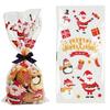 50 шт. Рождественские пакеты для выпечки, прозрачные, с мультяшной печатью, для упаковки печенья, с рождественским принтом, пакеты для хлеба для пекарни