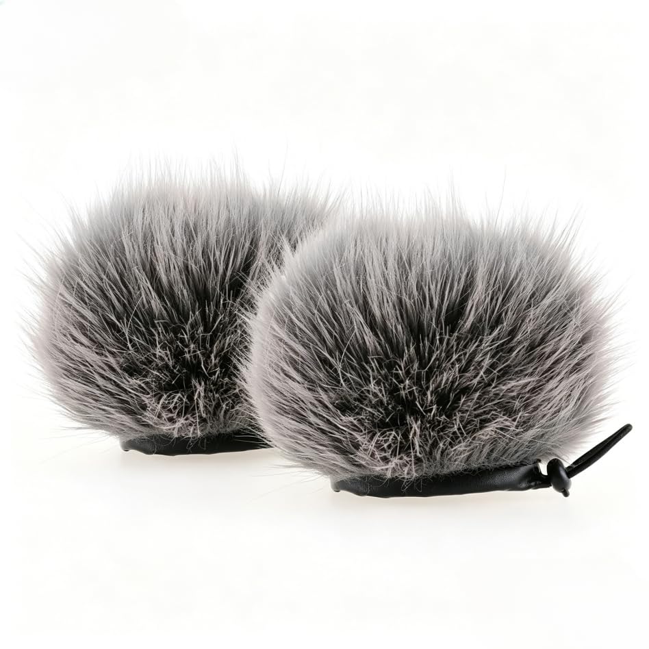 Kisymear Microphone Microphone Outdoor Noise 9cm and 2-Pack Covers, Accessories, Windproof, Use, Reduction, (Black Gray)