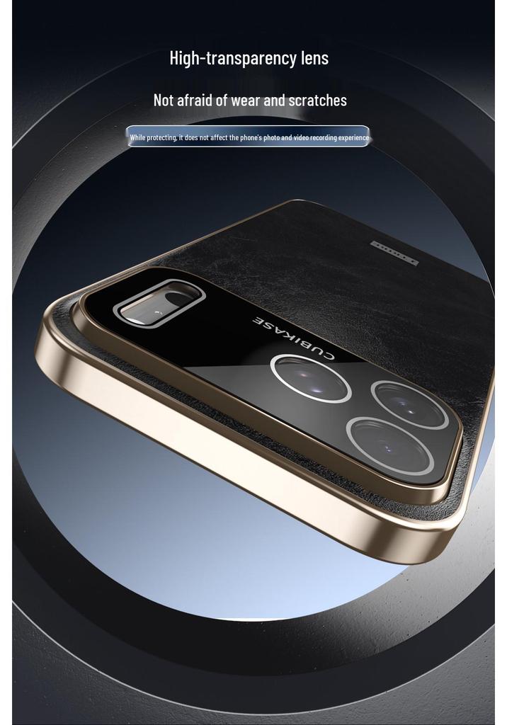 Гальванизированный кожаный чехол для телефона для iPhone 17 Pro Max: Защита от падений, Текстура кожи с восковым покрытием, Совместим с iPhone 16