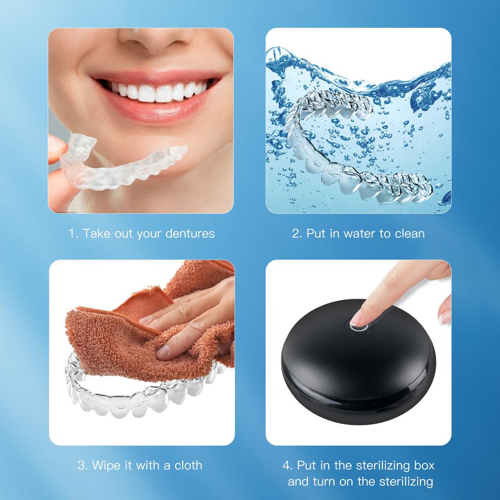 Портативный чехол для чистки зубов, 4 УФ-стерилизатора, брекеты, коробка для дезинфицирующего средства с вентиляционными отверстиями, выравниватель зубов, уход за зубными протезами