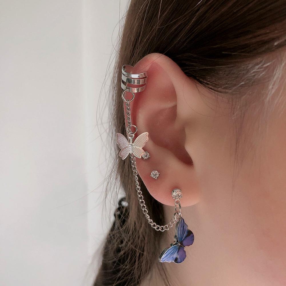 Цепь-серьга с бабочками. 1 шт