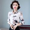 Women's Autumn Chiffon Long-Sleeve Printed Blouse - Korean-Style for Middle-Aged Fashion