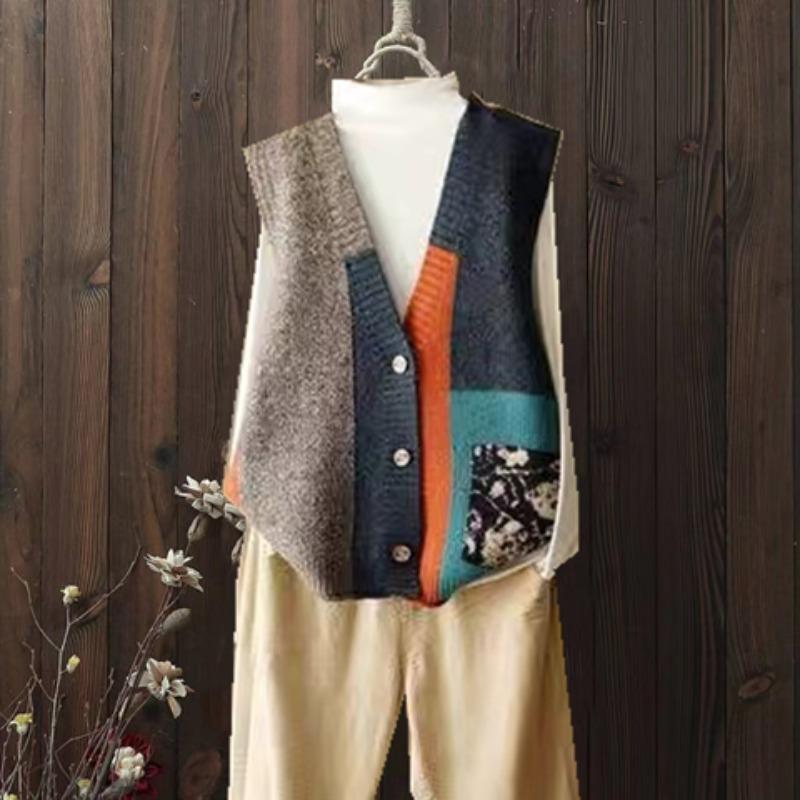 Вязаный жилет в стиле ретро, кардиган свободного кроя, осенне-зимний дизайн, жилет-свитер для женщин, верхняя одежда, майка