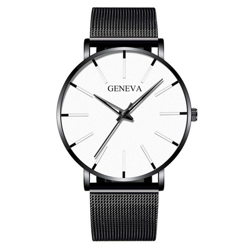 Men's Fashion Ultra Thin Watches Business Stainless Steel Mesh Quartz Watch