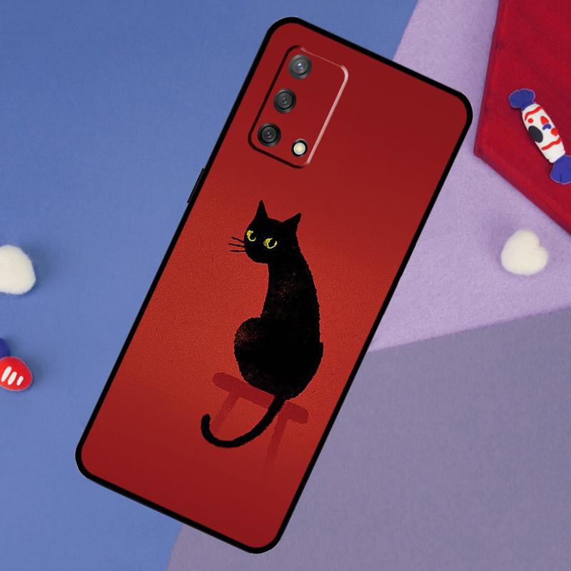 Черный Кошачий Мордочка Китти Чехол Для Oppo A78 A18 A38 A74 A94 A54 A58 A98 A80 A60 A40 A96 A76 A16 A15 A17 A57 A5 A6 Pro