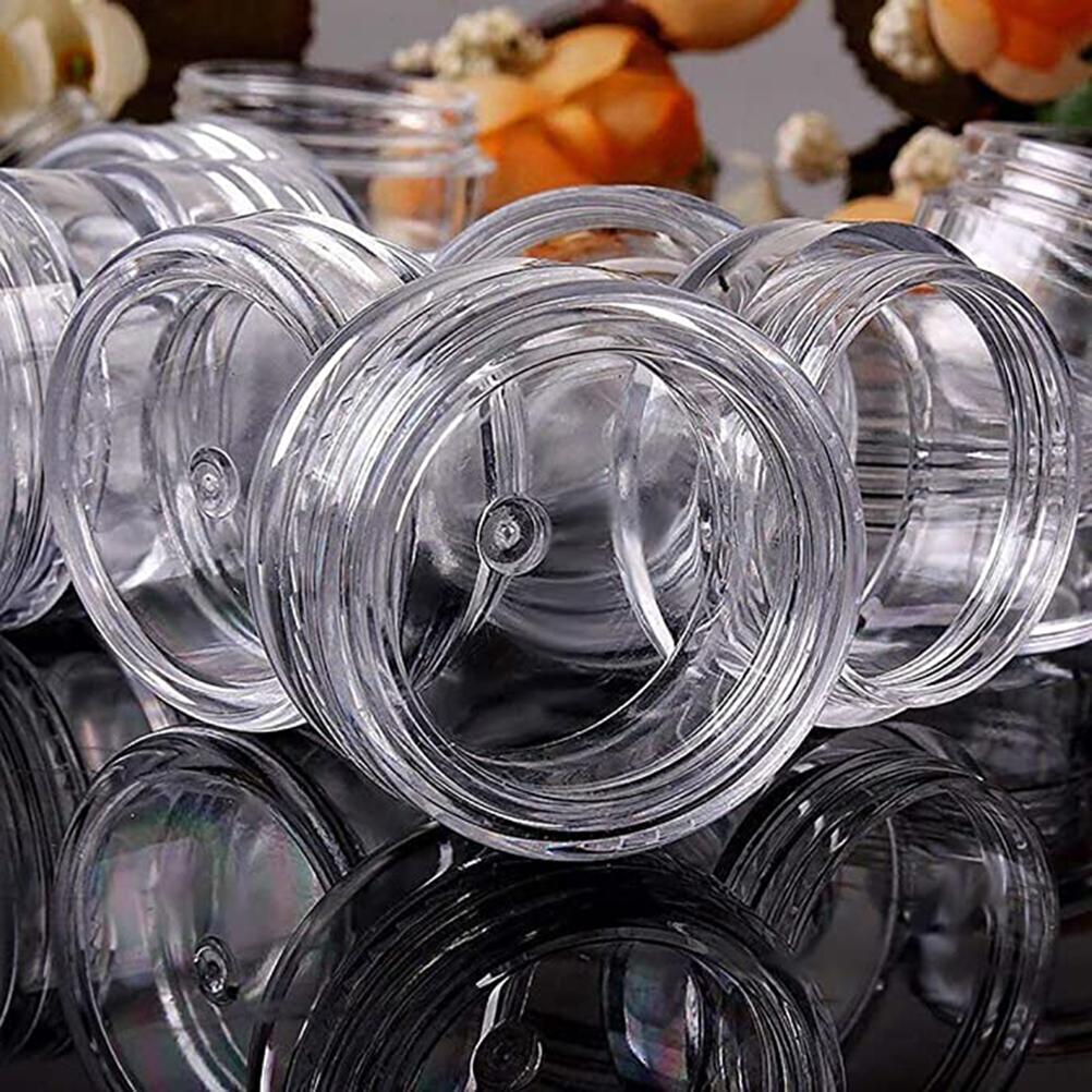50Pcs Sample Pots Empty Cosmetic Jars Set Clear Round Travel Pots for Creams and Powder Small