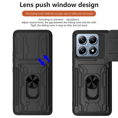 Чехол для Xiaomi 14T Pro PC+TPU с подставкой, задняя крышка для телефона со шторкой для камеры