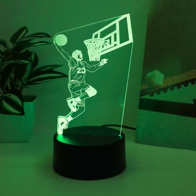 3D светодиодный ночник «Мастер Баскетбола» - Питание от USB, 7 цветов RGB, Подходит для декора спальни и подарков на день рождения