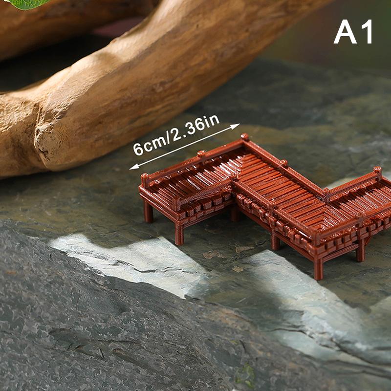 Китайский мост Статуя Модель древнего здания Японский павильон Украшения Миниатюрный Дзен-сад Аквариум Бонсай Украшения