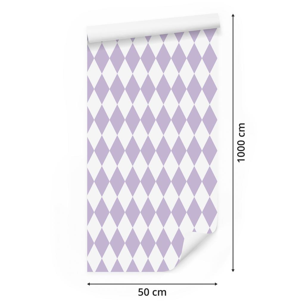 Harlequin Diamonds Wallpaper White and Lavender for Living Room and Bedroom 50x1000