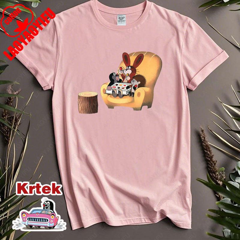 The Little Mole Creative TShirt for Unisex Cotton Tops Funny Round Collar Hip Hop Birthday Gifts Streetwear Casual Cute Tees