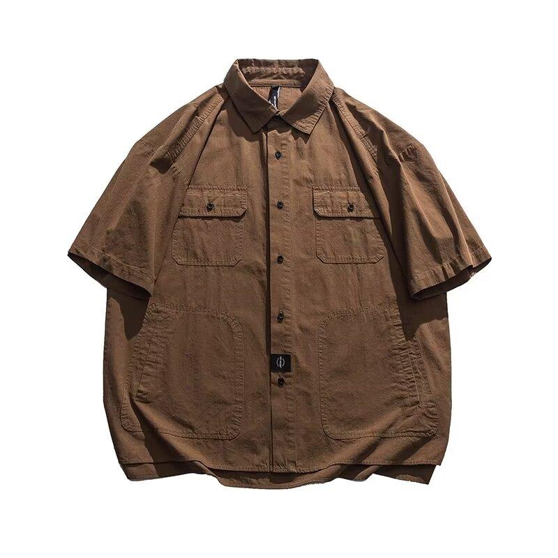 Ретро рубашка мужская летняя одежда в стиле Гонконга, студенческая свободная и нишевая модель, забавный новый мужской топ для ношения на открытом воздухе