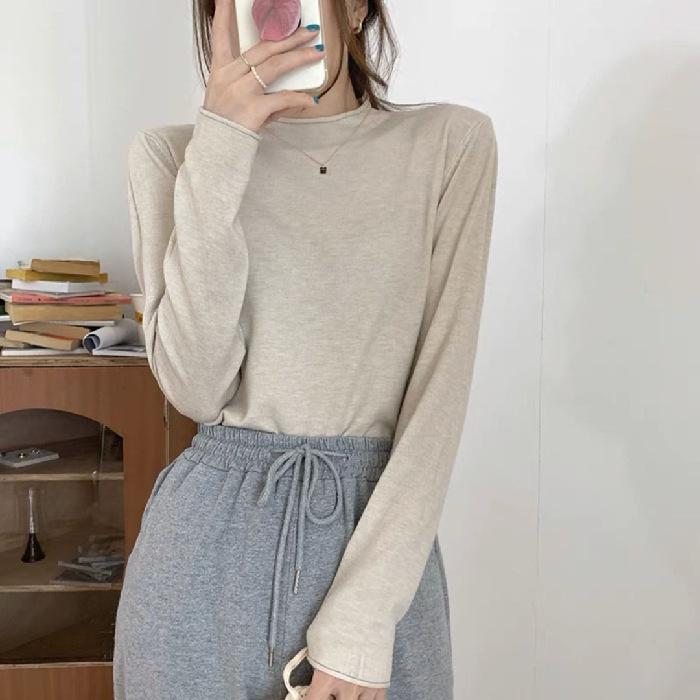 Autumn and Winter Latest Korean Version of Half High Neck Solid Color Base Shirt Fashion Ins Slim-fit All Knitted Top Female Tide