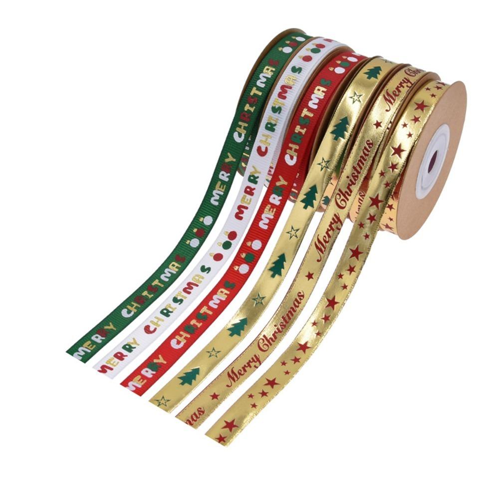 For Handmade Bow Christmas Ribbon DIY Christmas Decorations Yarn Strip Festival Decoration Gift Wrapping Belt Embossed Webbing