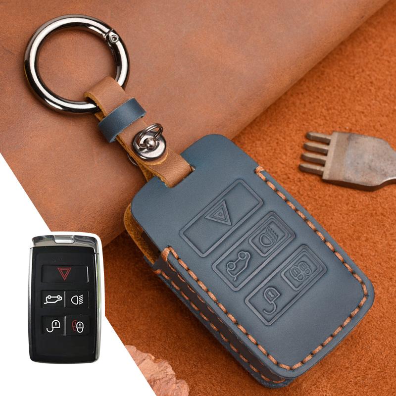 Leather Key Case Cover for Land Rover LR4 Range Rover Sport Freelander 2 Discovery Jaguar E-Pace XF XJL XK XE XJ Smart