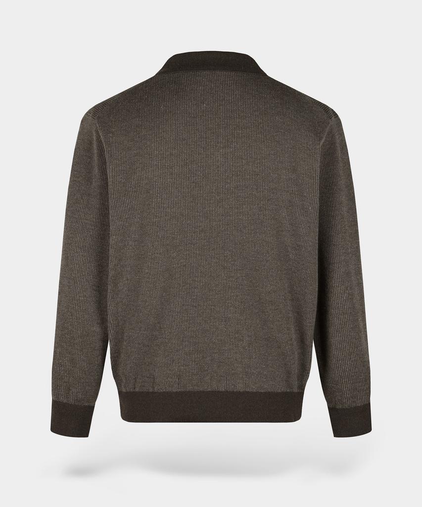 BIRBANTE Soft Washable Two-Tone Collared Knit - Brown