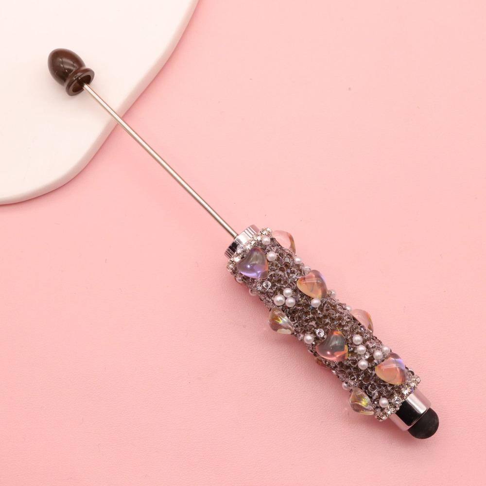1pc DIY Beadable Beadable Pen Heart Diamond Ballpoint Pen Aesthetic Writing Tool  Students