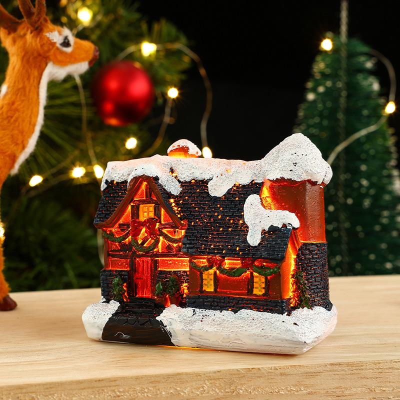Christmas decorations small house micro landscape Christmas creative glowing small house Christmas gifts