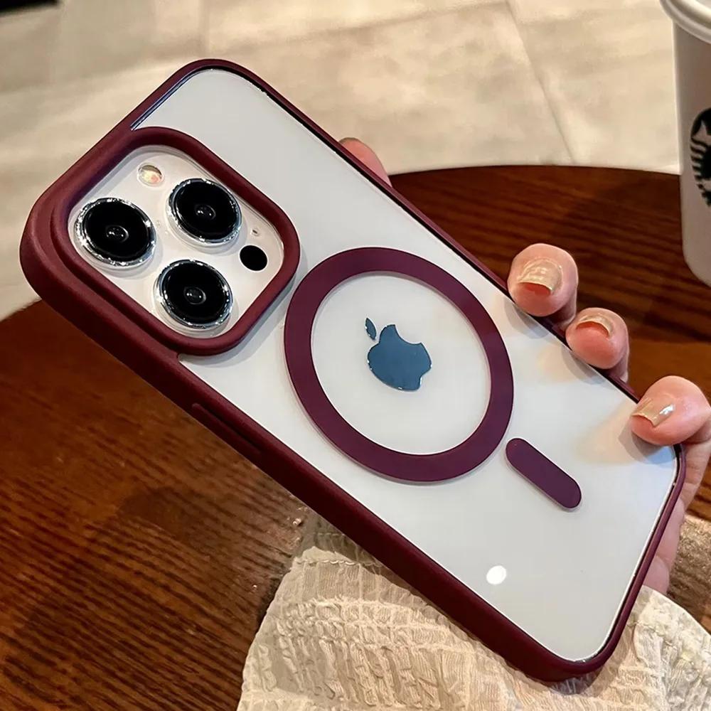 Новый розовый прозрачный акриловый чехол для iPhone 17 16 15 14 11 Pro Max 13 12 Mini Жесткий Противоударный Мощный Магнитный Чехол Magsafe