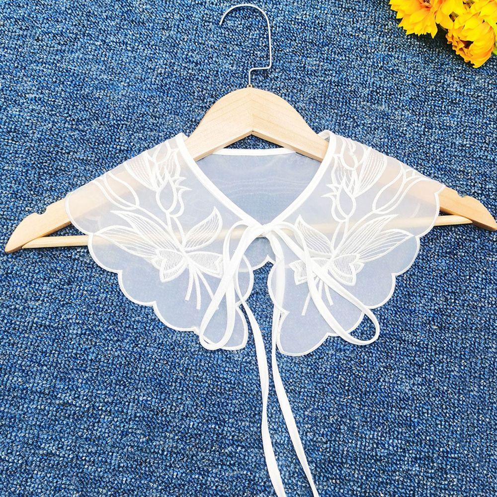 1pc Sexy Lace Fake Collar Shirt Shawl Flower Crochet Neckline Collars Women Detachable Collar Half Shirt Faux Collar Lace Fabric
