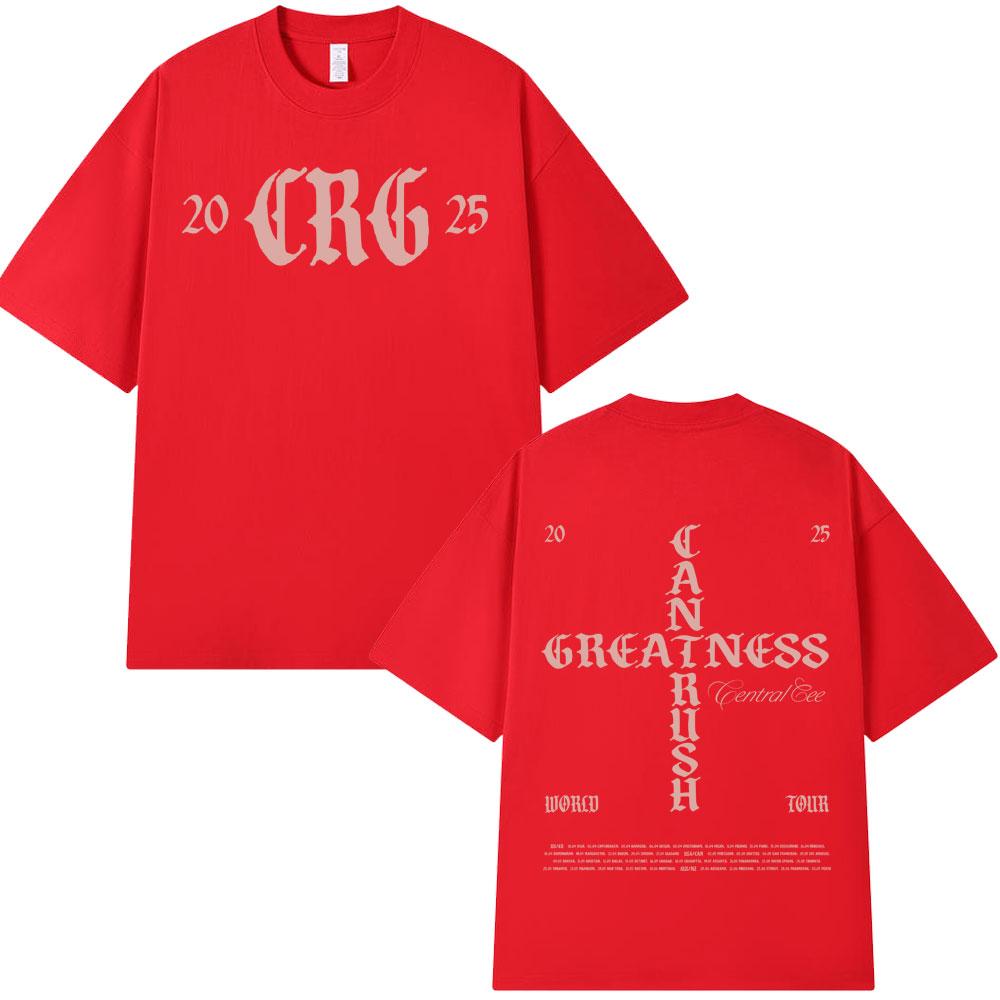Футболка Central Cee CAN'T RUSH GREATNESS World Tour 2025 для мужчин и женщин, модная хип-хоп футболка, летняя, 100% хлопок, свободный крой.