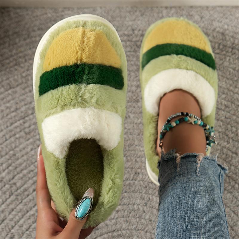 Fashion Winter Women Fur Slippers Home Assorted Colors Bedroom Living Room Fashion Simplicity Faux Fur Warm Flat Slippers Slides Women