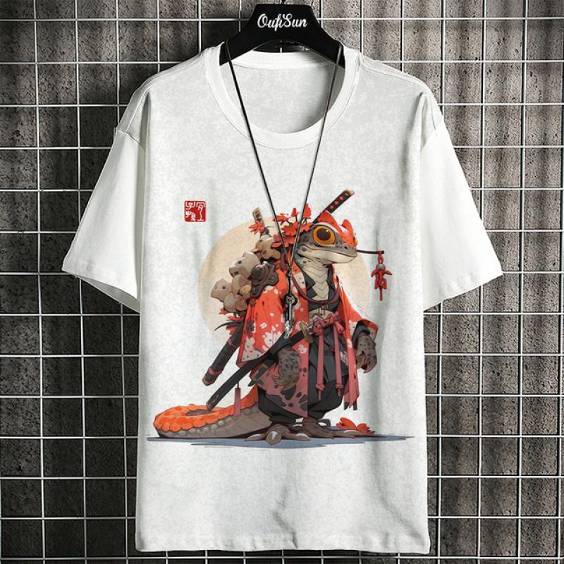 Мужская футболка с 3d Ukiyo-E животным принтом, летняя повседневная футболка большого размера с коротким рукавом для мужчин, модная мужская одежда, винтажная футболка 2024 г.