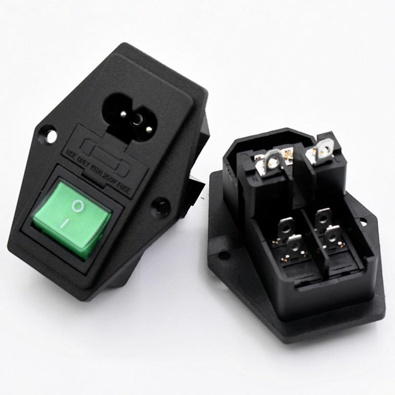 Double Insurance 8-Shape 3-in-1 AC Power Socket with Switch - Fixed Snap-in Design