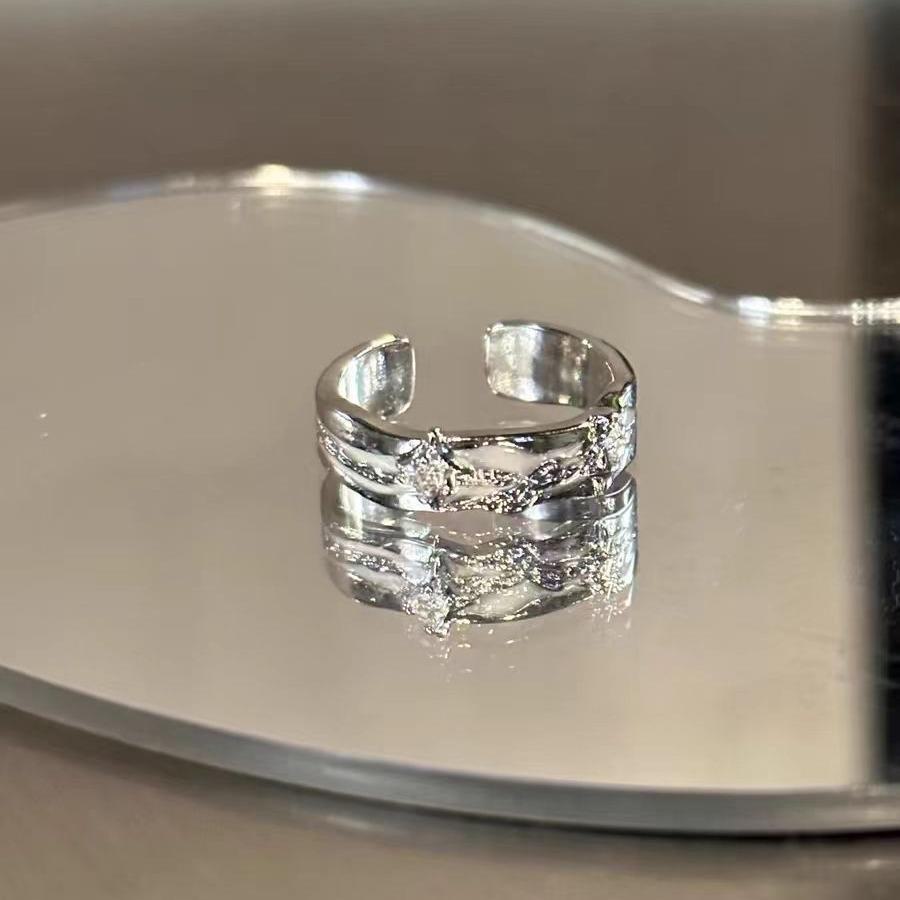 Adjustable Dark Star Ring: Men's & Women's High-End Luxury Design for Index Finger