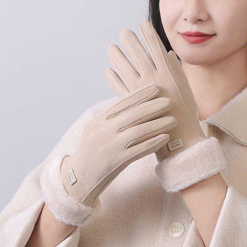 Зимние женские перчатки Немецкий бархат Хлопок Теплые Холодные Плюс Бархат Велоспорт Холод Сенсорный экран Теплые перчатки