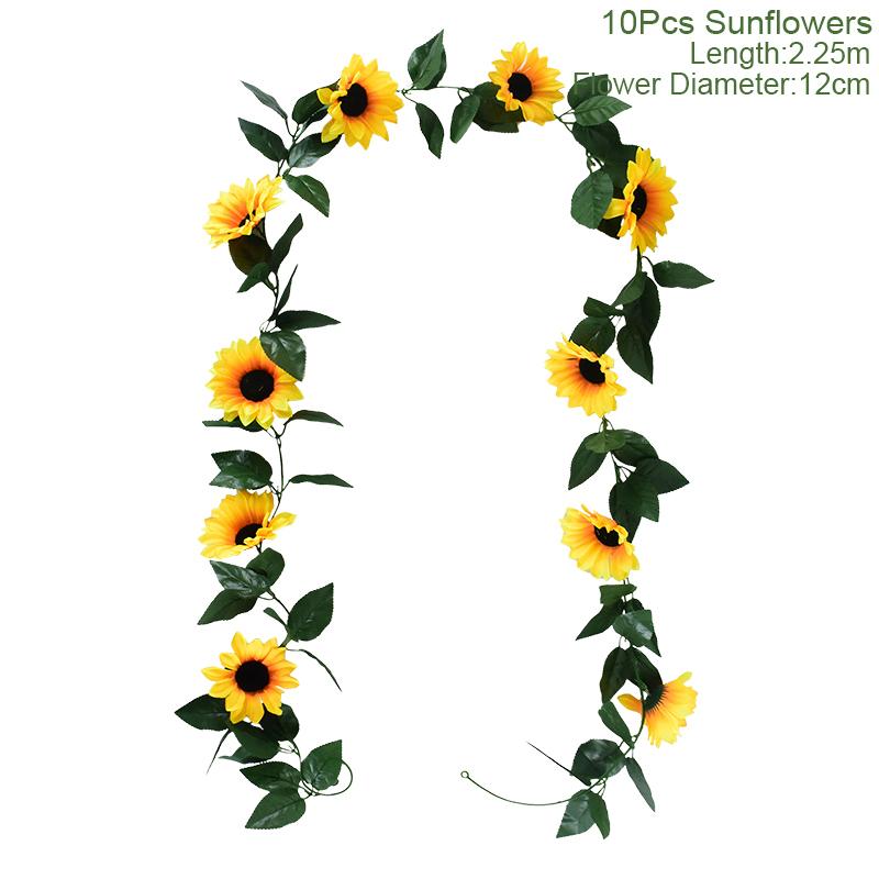 Искусственная лоза с цветками подсолнуха, шелковое искусственное растение, ротанговая гирлянда для свадебной арки, украшения для дома и сада, DIY настенный венок